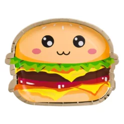 Set 6 Farfurii Aniversare Petrecere Burger 3D 22 cm