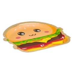 Set 6 Farfurii Aniversare Petrecere Burger 3D 22 cm