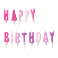 lumânări litere roz-lila-fucsia Happy Birthday set 13 bucăți