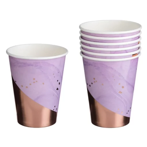 Set 6 Pahare Petrecere Aniversare Lila Marble Gold