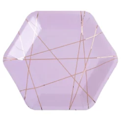 Set 6 Farfurii Hexagonale Elegante Lila Marble Gold