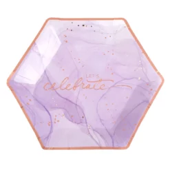 Farfurii Hexagonale Elegante Let's Celebrate Lila Marble Gold