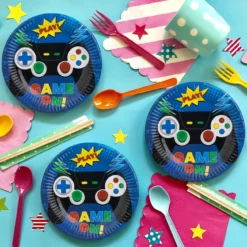 Set 6 Farfurii Aniversare Petrecere Tematica Jocuri Video 18 cm