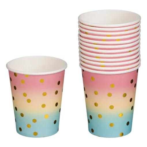 Set 12 Pahare Aniversare Petrecere Colorata Ombre