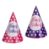 Set 6 Coifuri Petrecere Aniversare Roz Mov Cu Buline