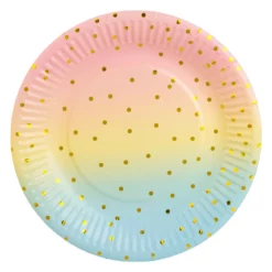 Set 12 Farfurii Aniversare Petrecere Colorata Ombre 18 cm