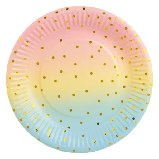 Set 12 Farfurii Aniversare Petrecere Colorata Ombre 18 cm