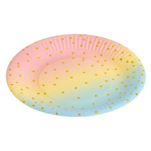 Set 12 Farfurii Aniversare Petrecere Colorata Ombre 18 cm