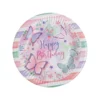Set 12 Farfurii Petrecere Multicolore Cu Fluturasi 18 cm
