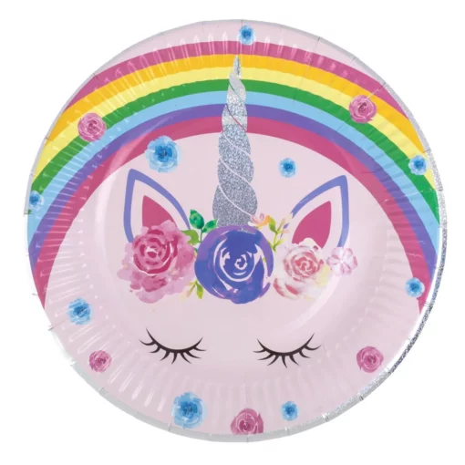 Set 6 Farfurii Petrecere Rainbow Magical Unircorn