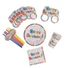 set articole petrecere crem Happy Birthday colorat 30 piese