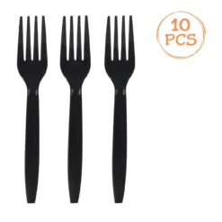 Set 10 Furculite Din Plastic Pentru Petrecere Negre