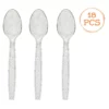 Set 18 Lingurite Din Plastic Transparent Cu Glitter Auriu