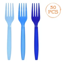 Set 30 Furculite Din Plastic Pentru Petrecere Albastre