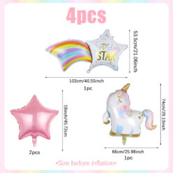 Alternative view of Set 4 Baloane Unicorn Rainbow - Decor Magic Petrecere SET332