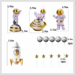 Alternative view of Set Figurine Topper Tort Astronaut Decor Spatial Galactic TOP138