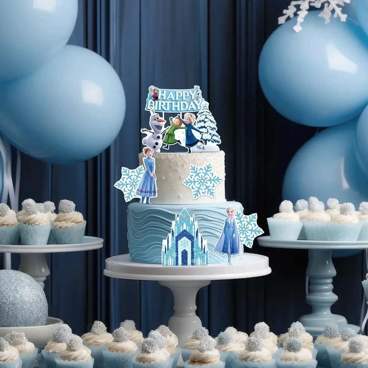 Set 10 Decoratiuni pentru Tort Regatul Inghetat TOP186 - imagine 3