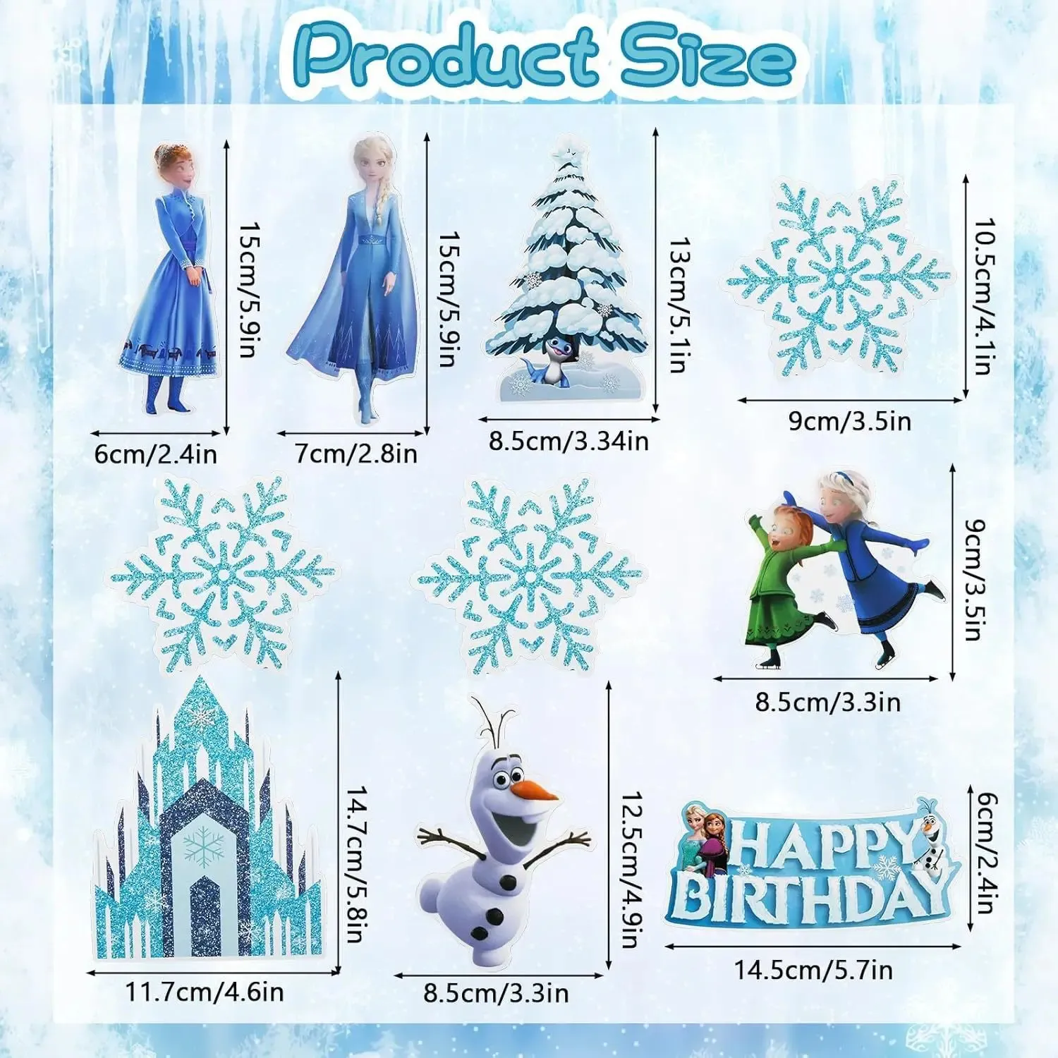 Set 10 Decoratiuni pentru Tort Regatul Inghetat TOP186 - imagine 4