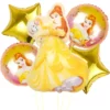 Set 5 baloane folie cu Printesa Belle 90 cm si stele aurii metalizate