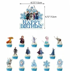 Set de 15 piese tip topper tort elsa cu Anna, Olaf si accesorii Frozen.