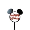 Topper Tort Mickey Mouse Negru Roșu Cu Text Happy Birthday