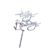 Topper Tort Happy Birthday Argintiu Oglinda Scris Elegant Pentru Aniversari