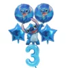 Set baloane din folie Stitch albastru cu cifra 3 pentru aniversarea de 3 ani