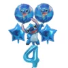 Set baloane din folie Stitch albastru cu cifra 4 pentru aniversarea de 4 ani