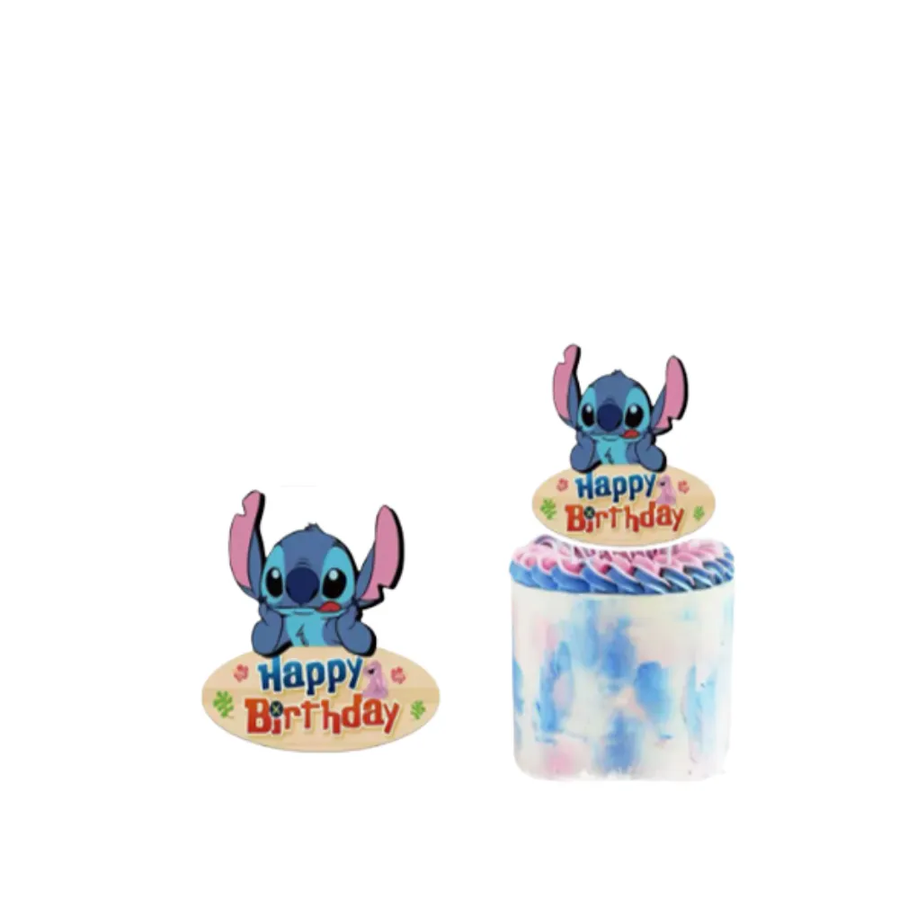 Topper Tort Stitch Happy Birthday Cu Lățime De 14cm Și Înălțime De 12.7cm