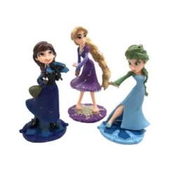 Set 3 figurine pentru tort cu prințese, înălțime 11 cm, decorațiuni pentru petreceri fete.