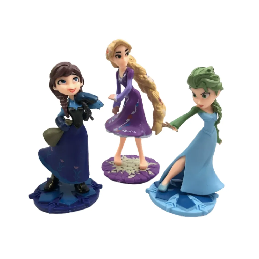 Set 3 figurine pentru tort cu prințese, înălțime 11 cm, decorațiuni pentru petreceri fete.