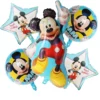 Set 5 baloane folie cu Mickey Mouse figurina mare stele happy birthday si baloane rotunde