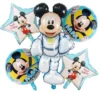 Set 5 baloane folie cu Mickey Mouse Astronaut costum spatial alb stele si baloane rotunde