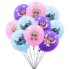 Set 10 baloane din latex mix culori roz albastru mov cu Stitch si Angel