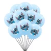 Set 10 baloane din latex albastru deschis cu imprimeu personajul Stitch